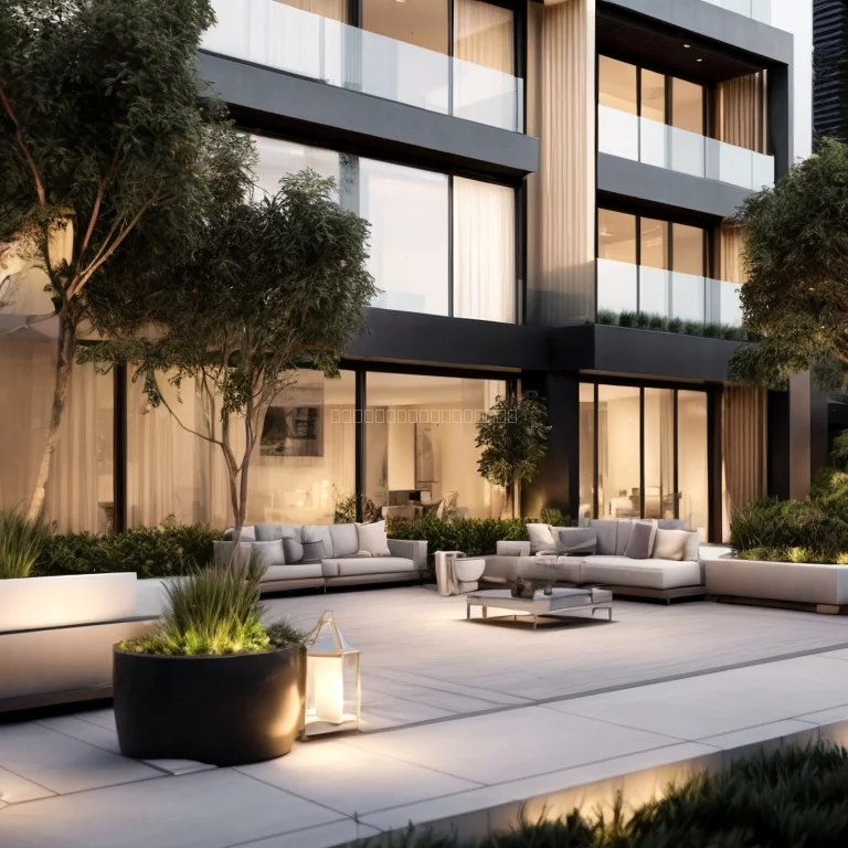 Luxurious terrace with cityscape view